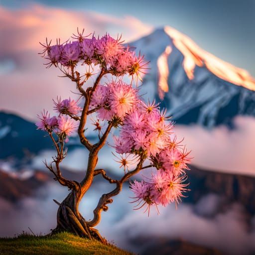 Fractal Cherry Blossom Tree at Sunset