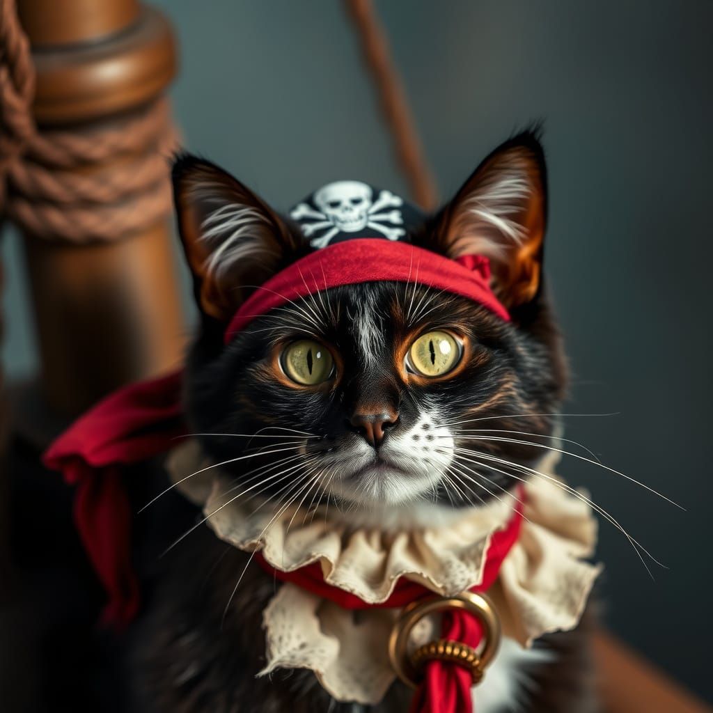 Feline Buccaneer in Swashbuckling Style