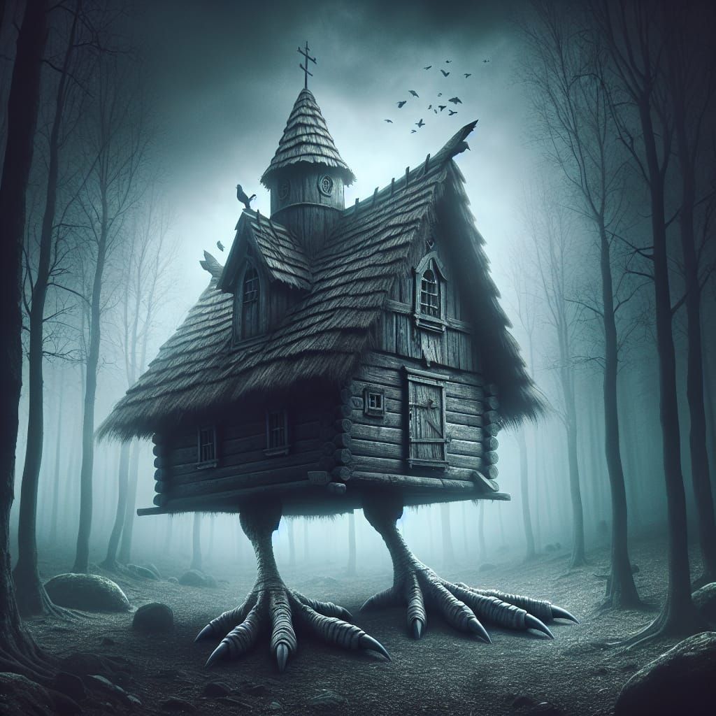 Baba Yaga's Eerie Hut in Haunted Forest