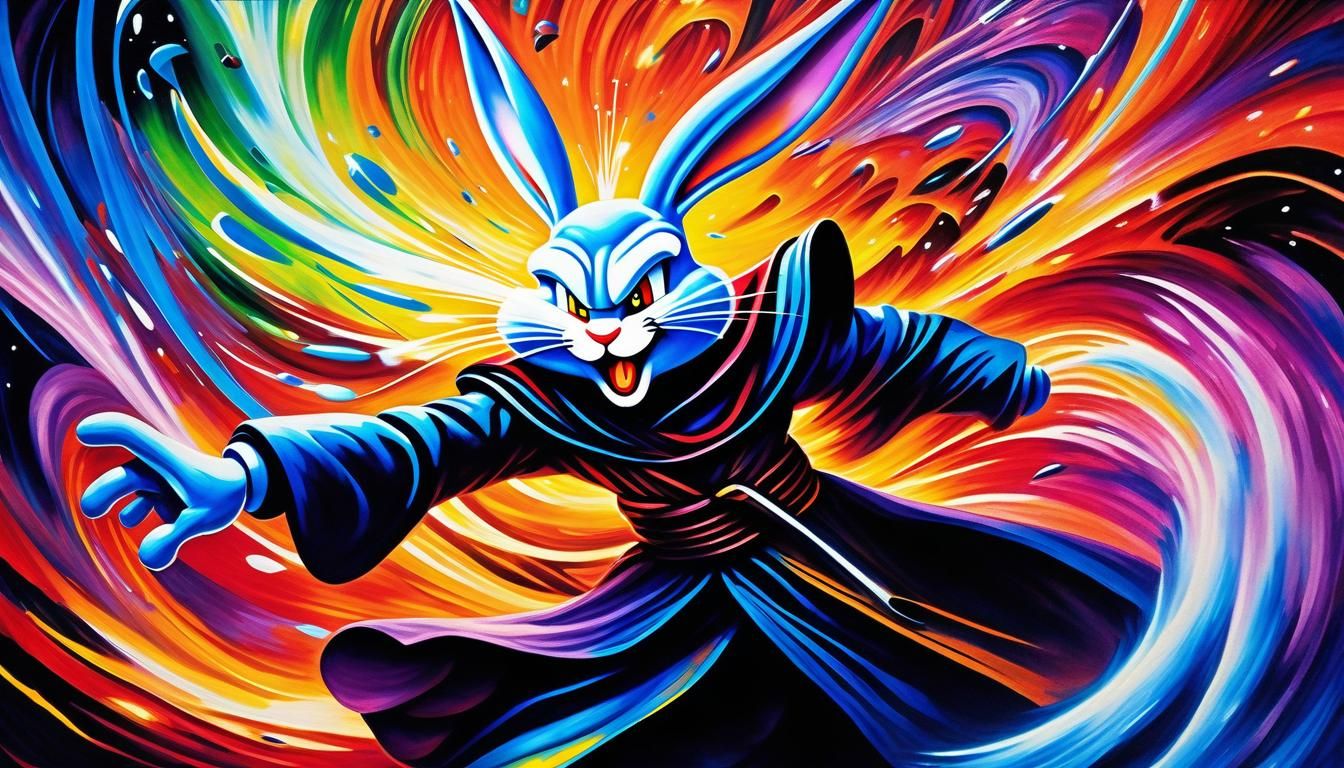Bugs Bunny Sith Lord Duel as Surreal Oil Painting