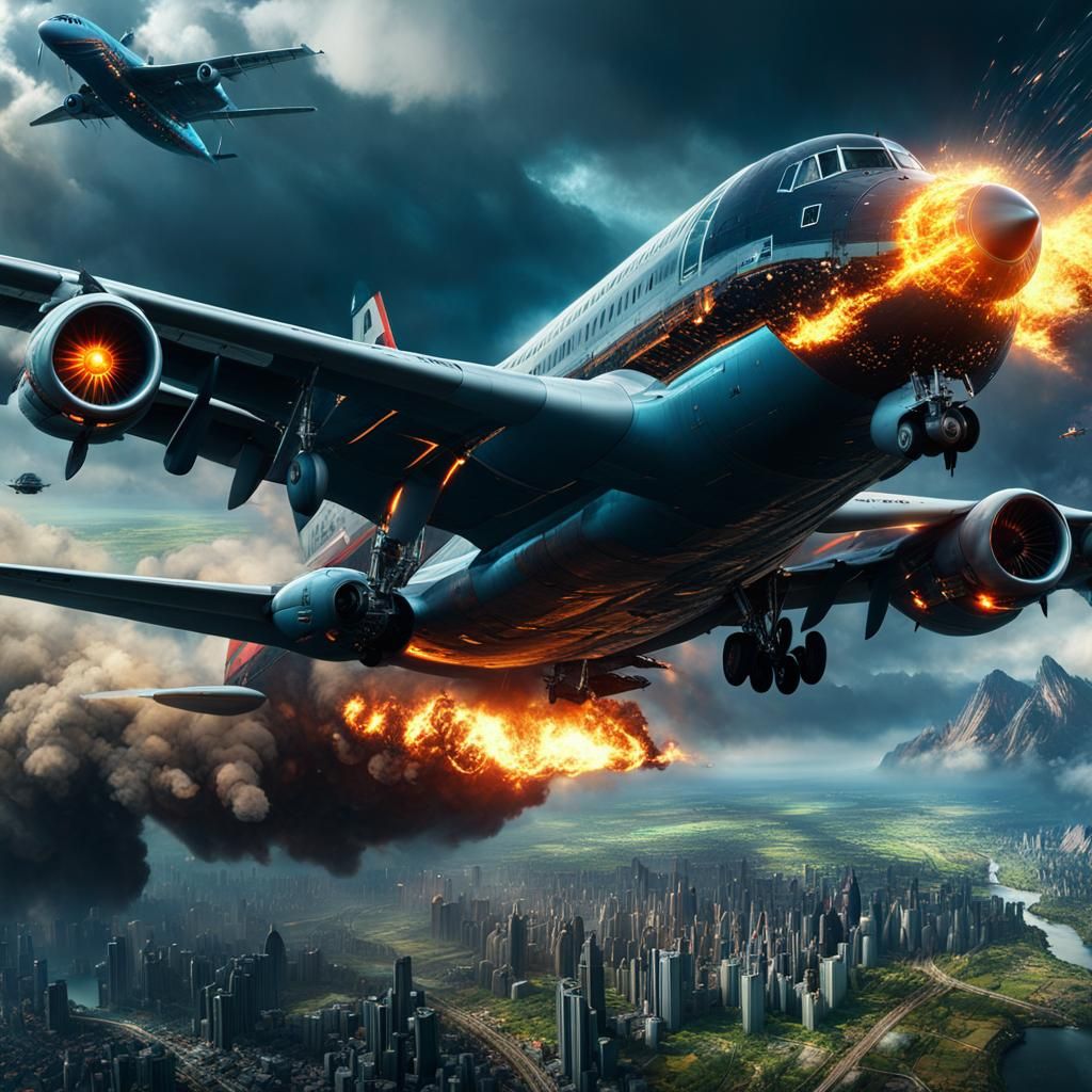 Epic Airplane Fight: Cinematic Digital Matte Painting