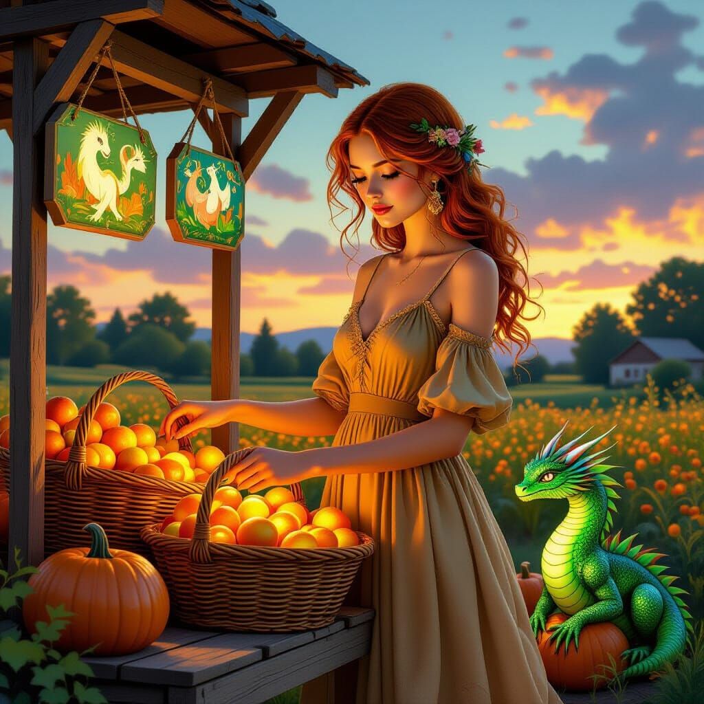 Bioluminescent Harvest: Art Nouveau Illustration