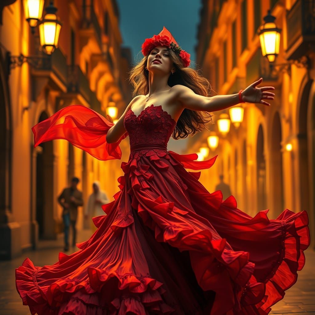 Flamenco Dancer in Seville, Art Nouveau Style