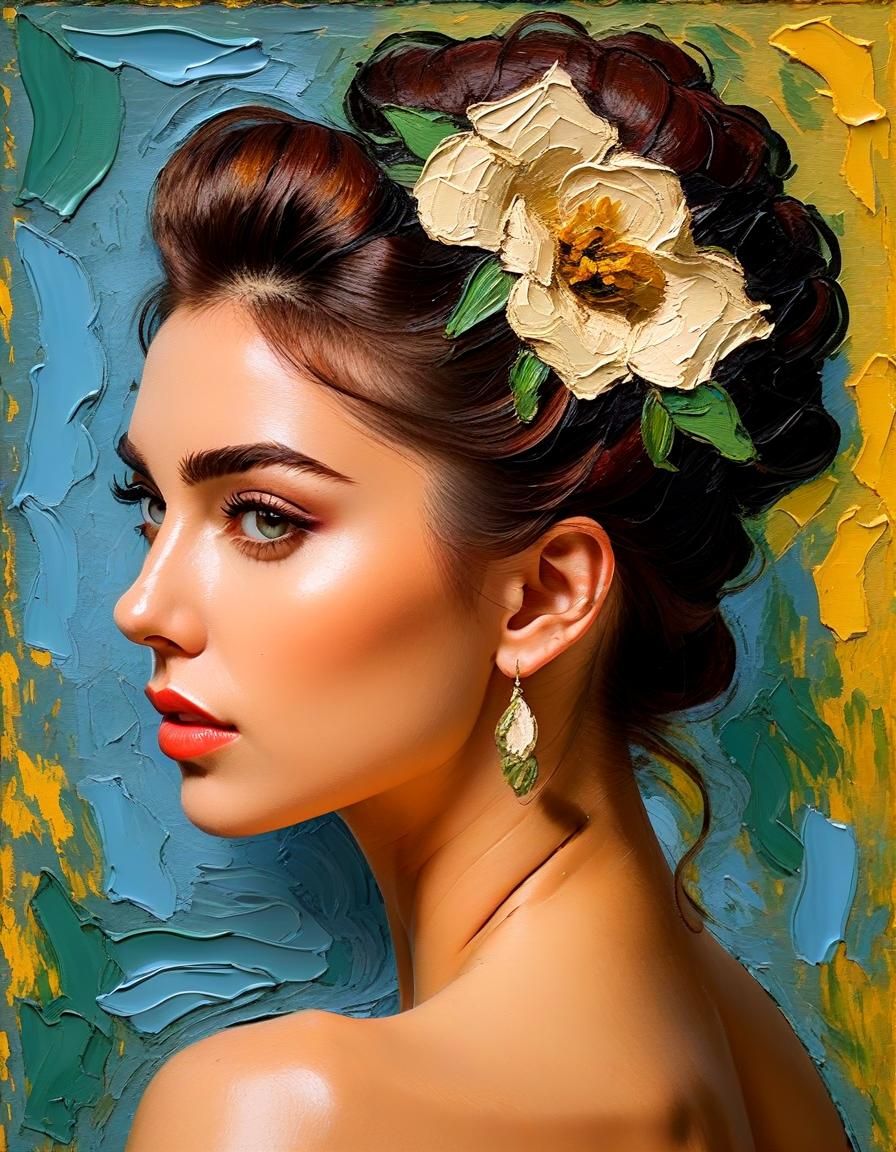 Italian Model Portrait as Impasto Oil Painting
