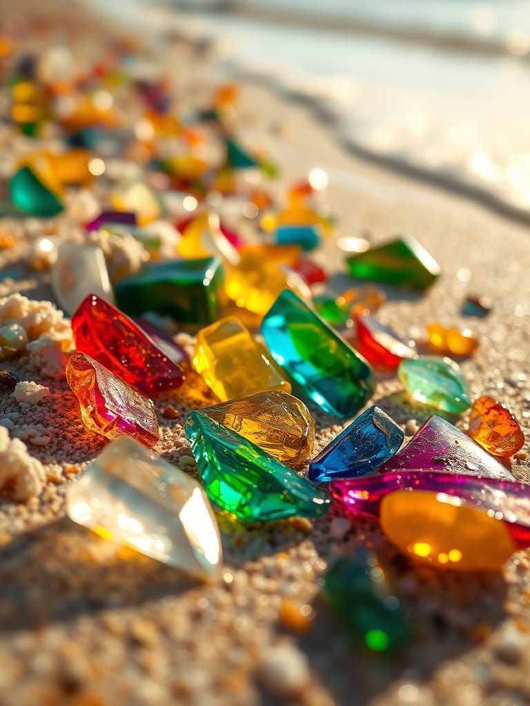 Crystal Shards on Beach in Fauvist Colors