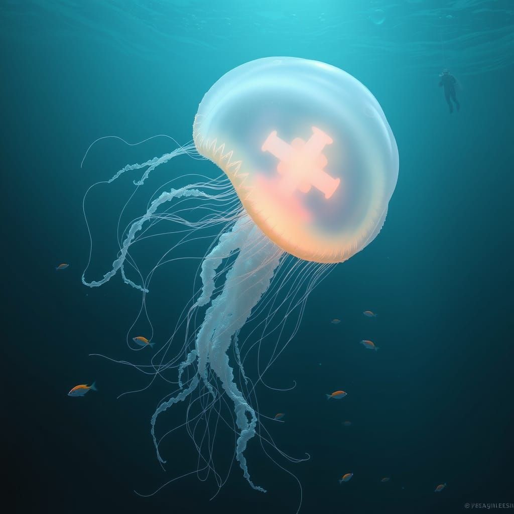 Majestic Bioluminescent Jellyfish in Oceanic Paradise