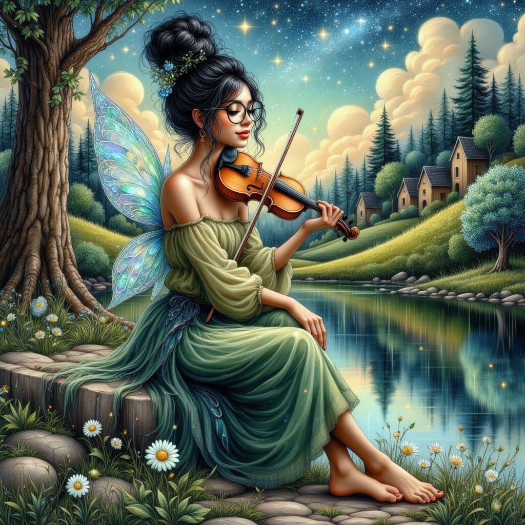 Beautiful Fairy playing Violin