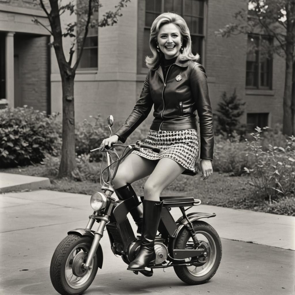 Vintage Photograph of Woman on Mini-Bike