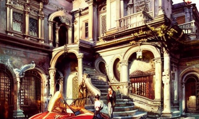 Renaissance Palace: Baroque Oil Painting