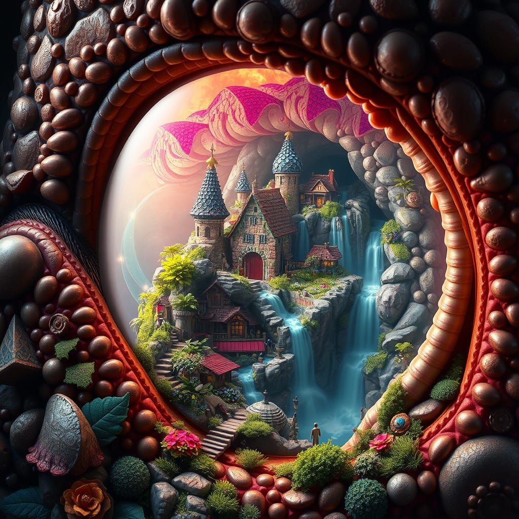 Fairy Village Inside Snake Eye, Digital Art