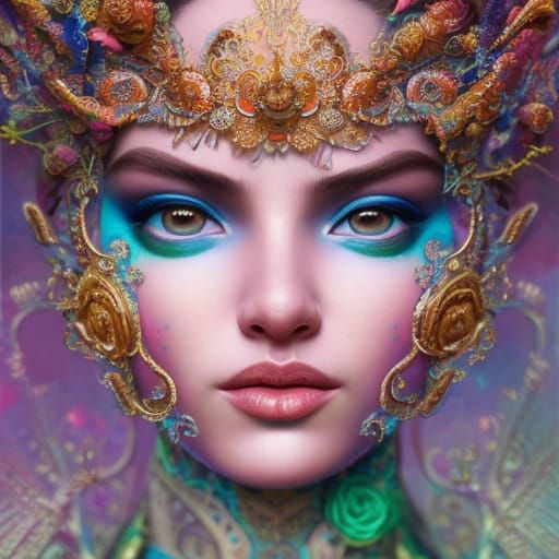 Majestic Princess Portrait in Detailed Filigree Armor