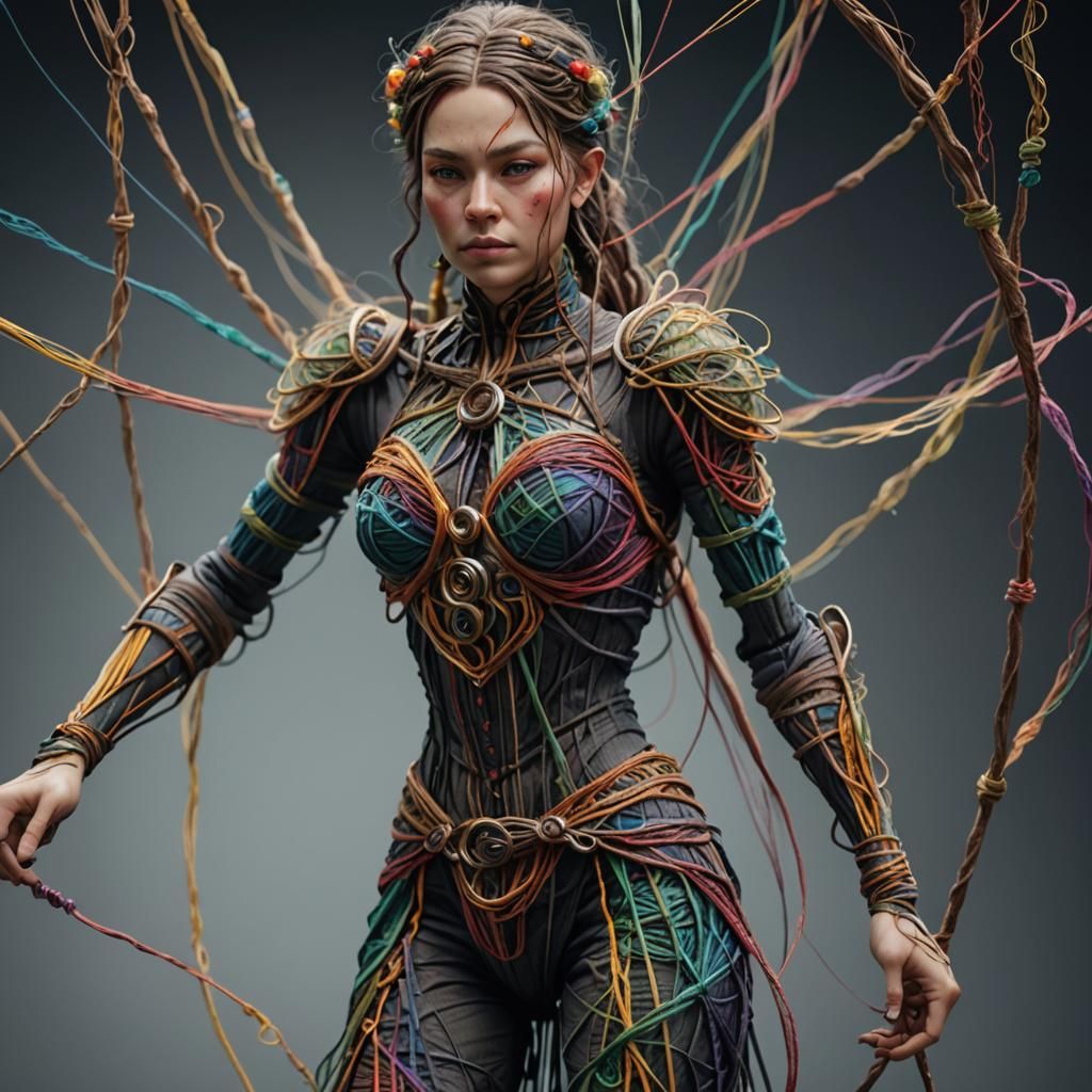 String Person Girl in Bakery: 8K Cinematic Illustration