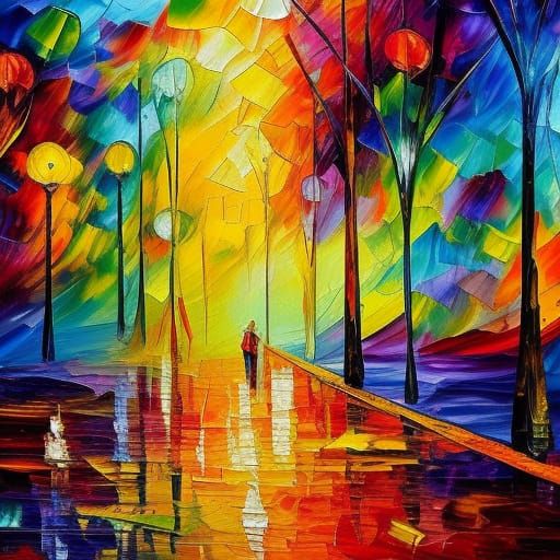 Psychedelic Neo-Impressionist Oil Painting
