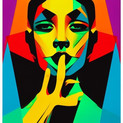 Pop Art Portrait in Geometric Bauhaus Style