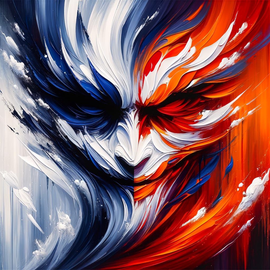 Abstract Painting of Nature's Violent Opposites