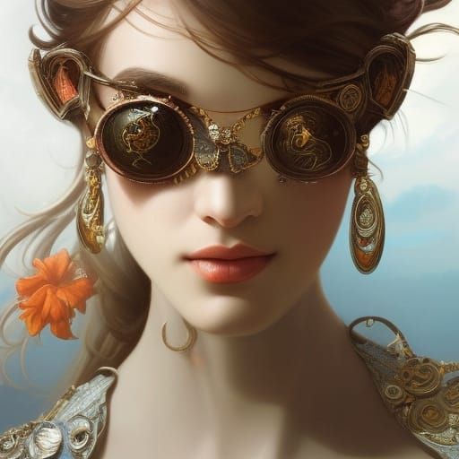 Fantasy Warrior Portrait in Hyperdetailed Art Nouveau Style