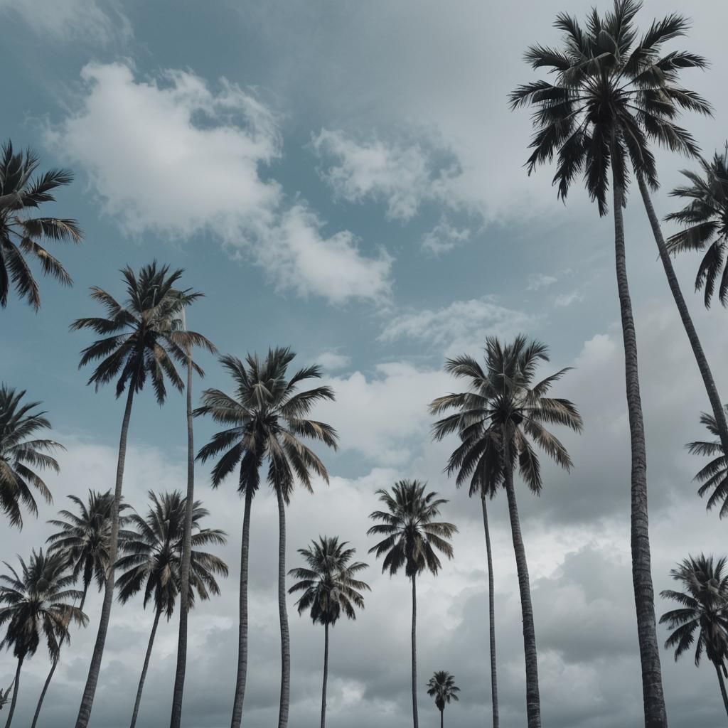 Desolate Palm Trees Under a Grey Sky