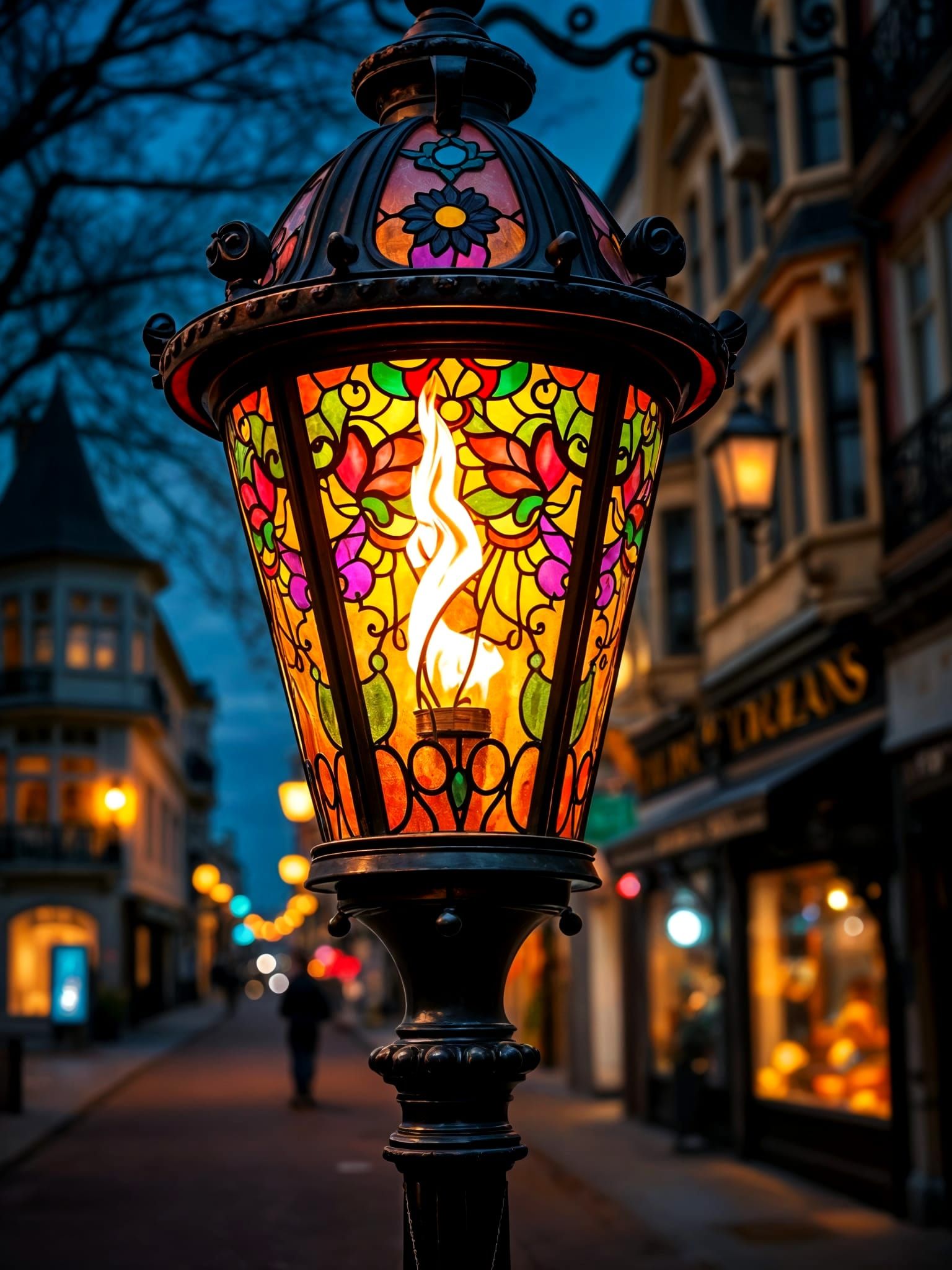 Victorian Gas Lamp: Magical Macro-Closeup at Night