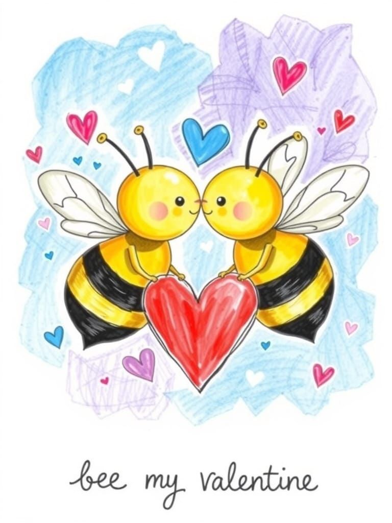 Whimsical Bees Share Valentine's Day Love