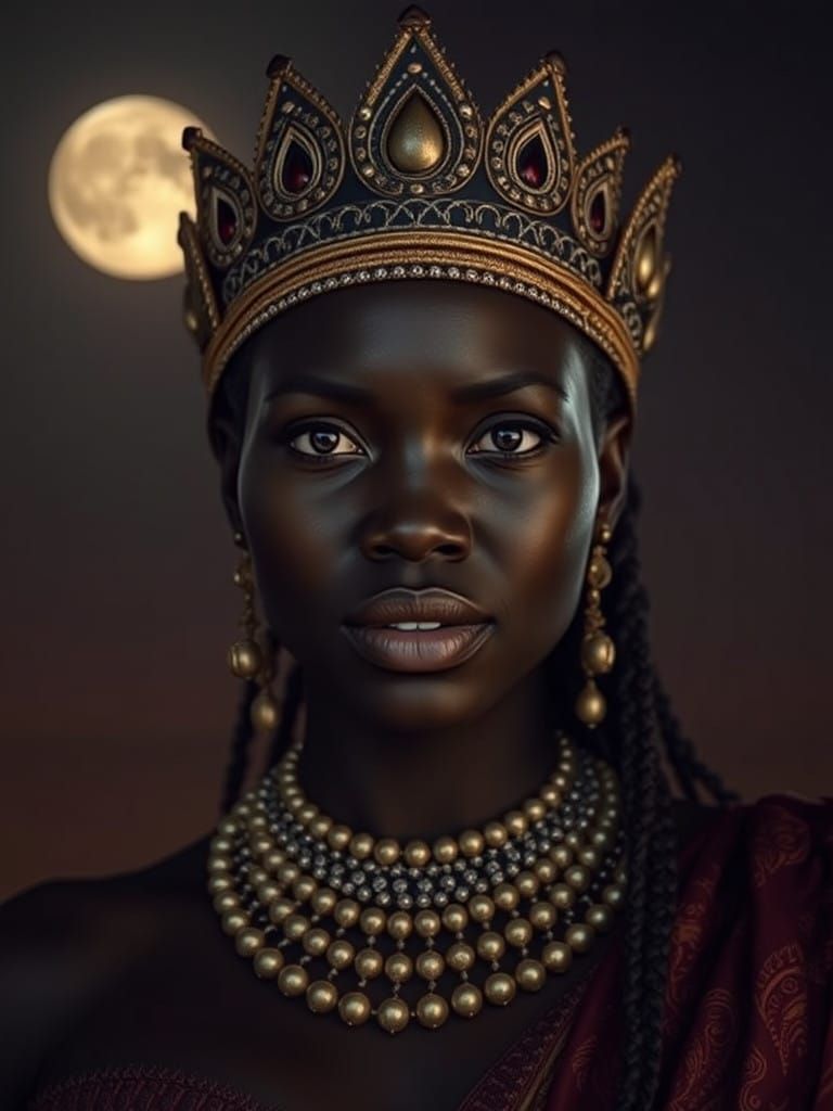 Queen Moremi in Moonlit Courage