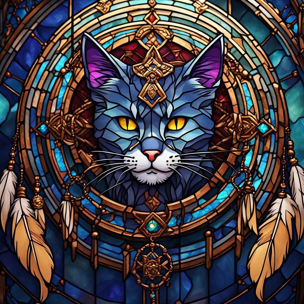 Stained Glass Dream Catcher with Asian Prince