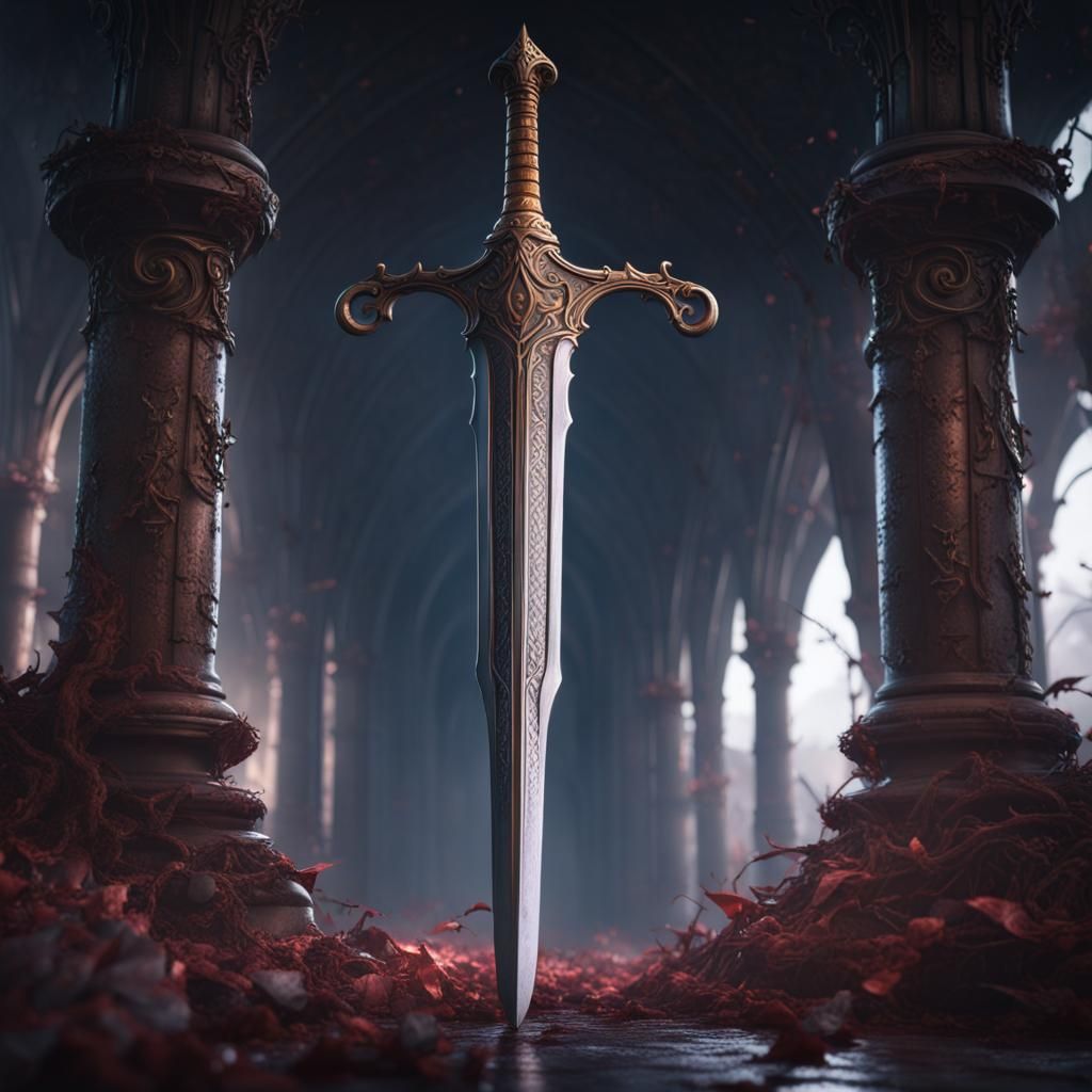 Dark Magic Sword in Shadow Realm: Digital Art