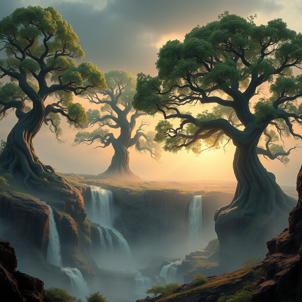 Guardian Trees on Flat Earth: Fantasy Concept Art