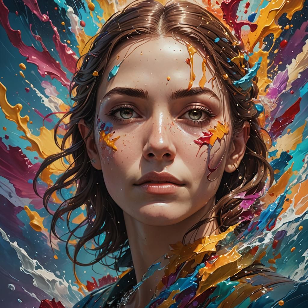 Peaceful Portrait in Hyperrealistic Splash Art Style