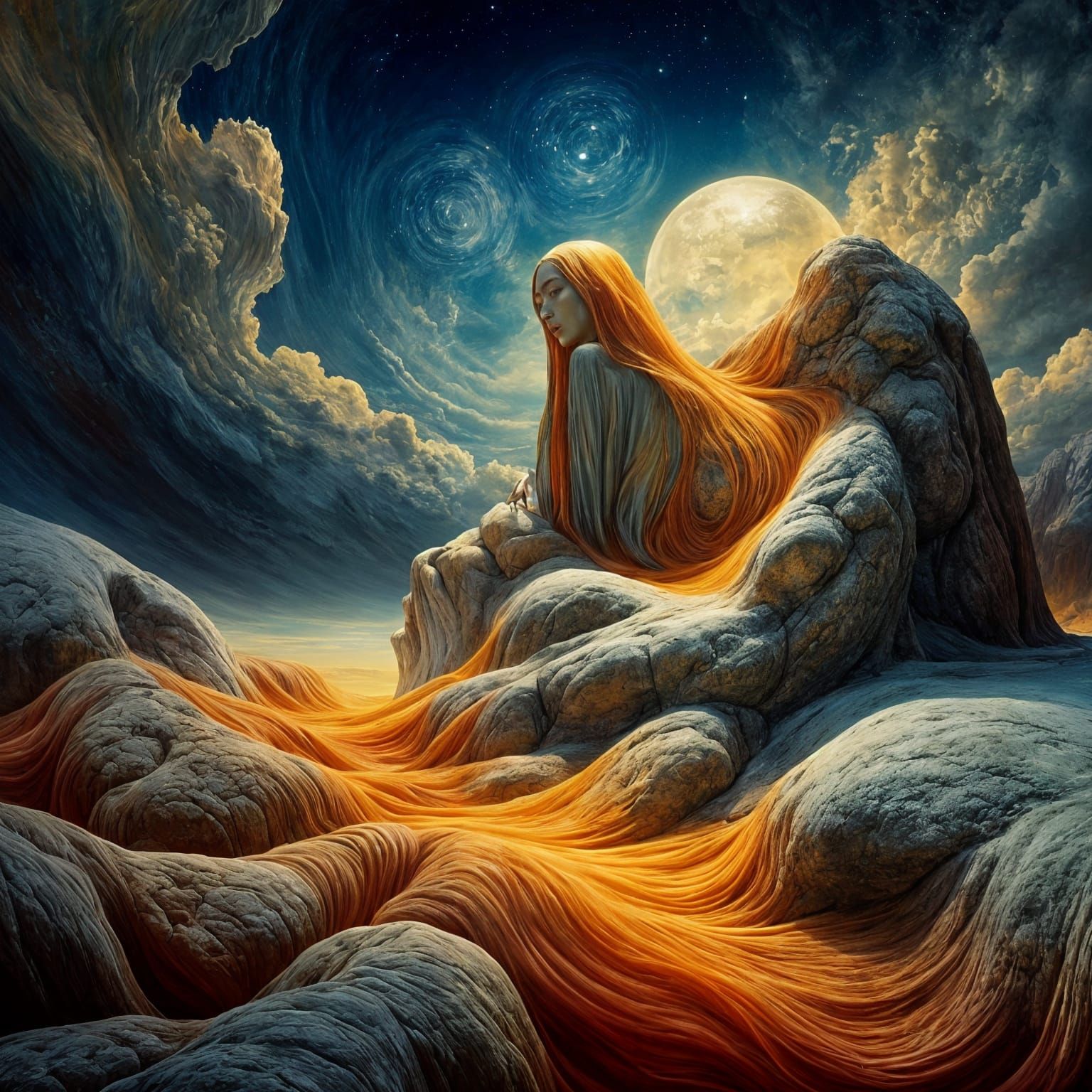 Dreamlike Rock Formation in Surrealist Style