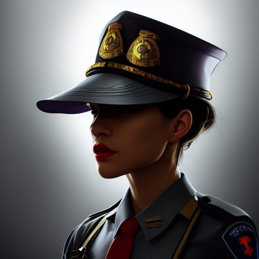Steampunk Female Officer Portrait in Forest
