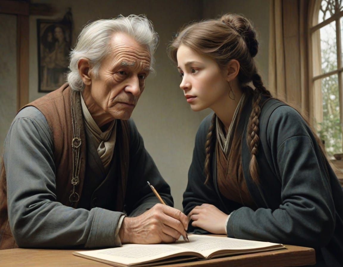 A Young Disciple Absorbs Wisdom from a Venerable Mentor in E...