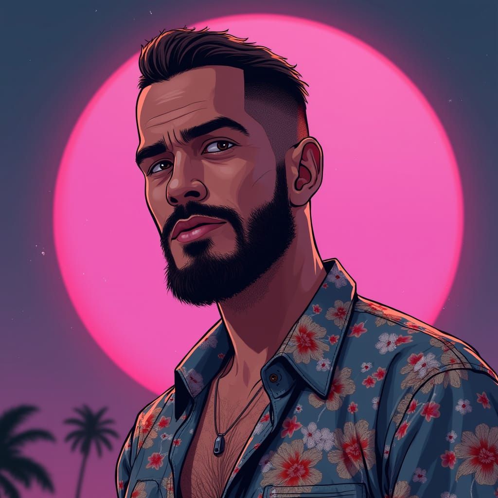 Stylized Portrait in Grand Theft Auto Style