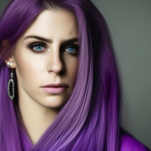 Mourning Woman with Purple Streaked Hair