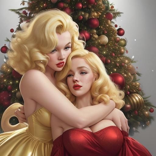 Glamorous Blond and Redhead Near Christmas Tree