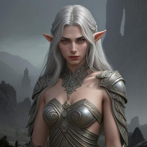 Ayleid Elf Portrait in Art Deco Style