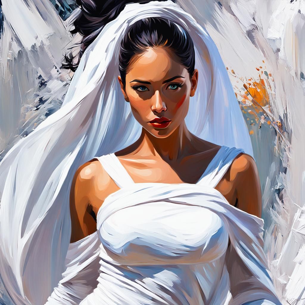 Woman in White: Impasto Digital Painting