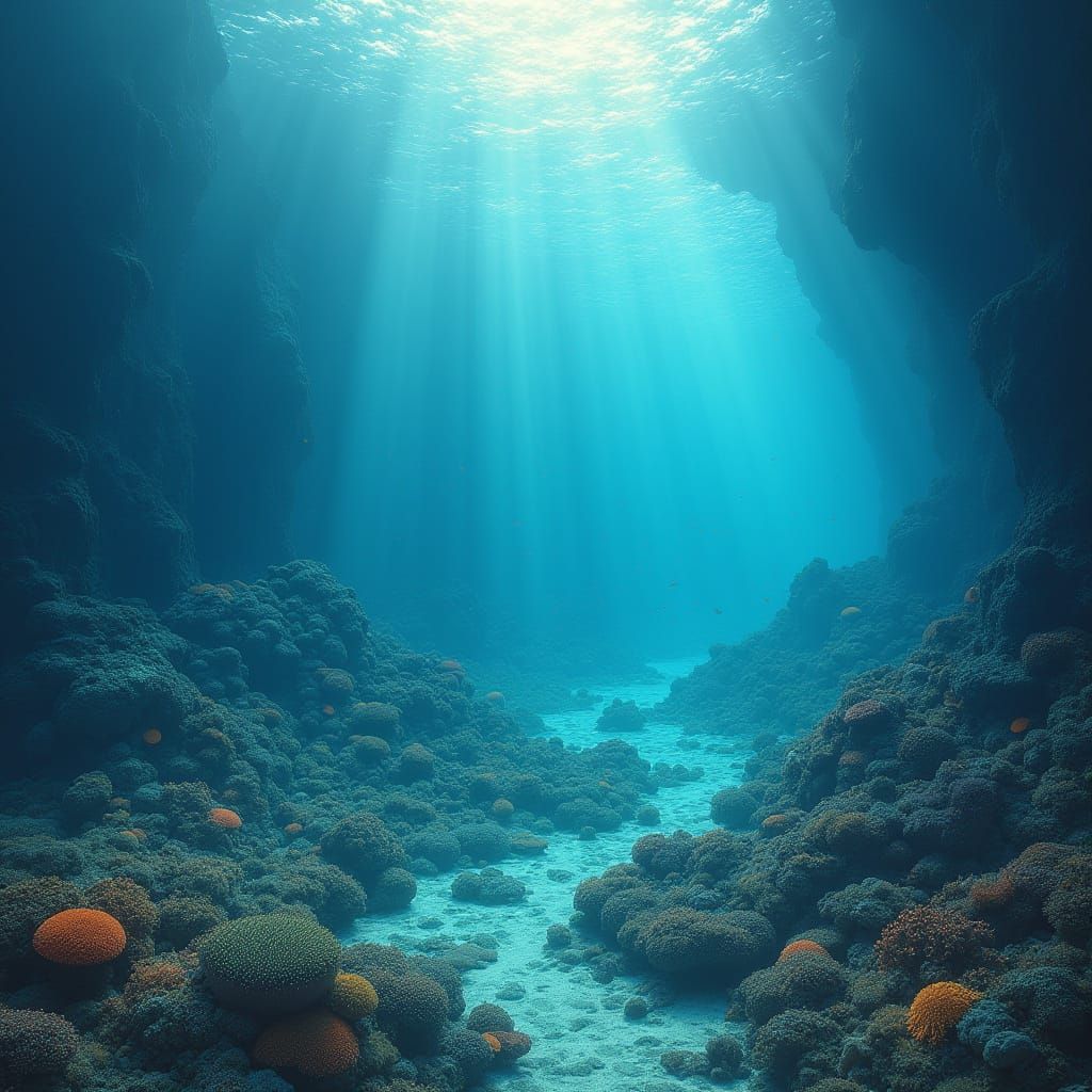 Dreamlike Underwater Realm with Vibrant Marine Life