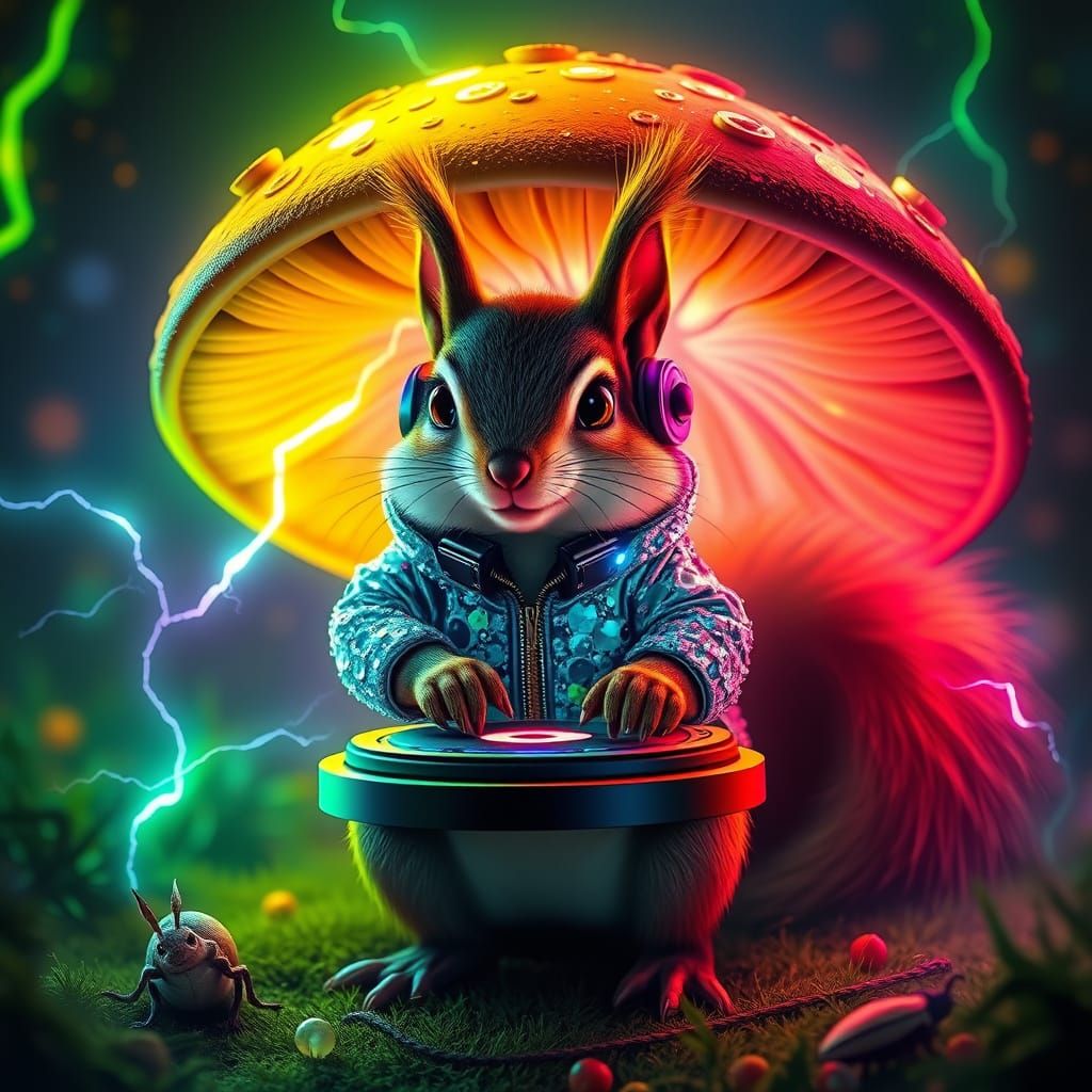 Hyperactive Squirrel DJ Throws Neon Rave