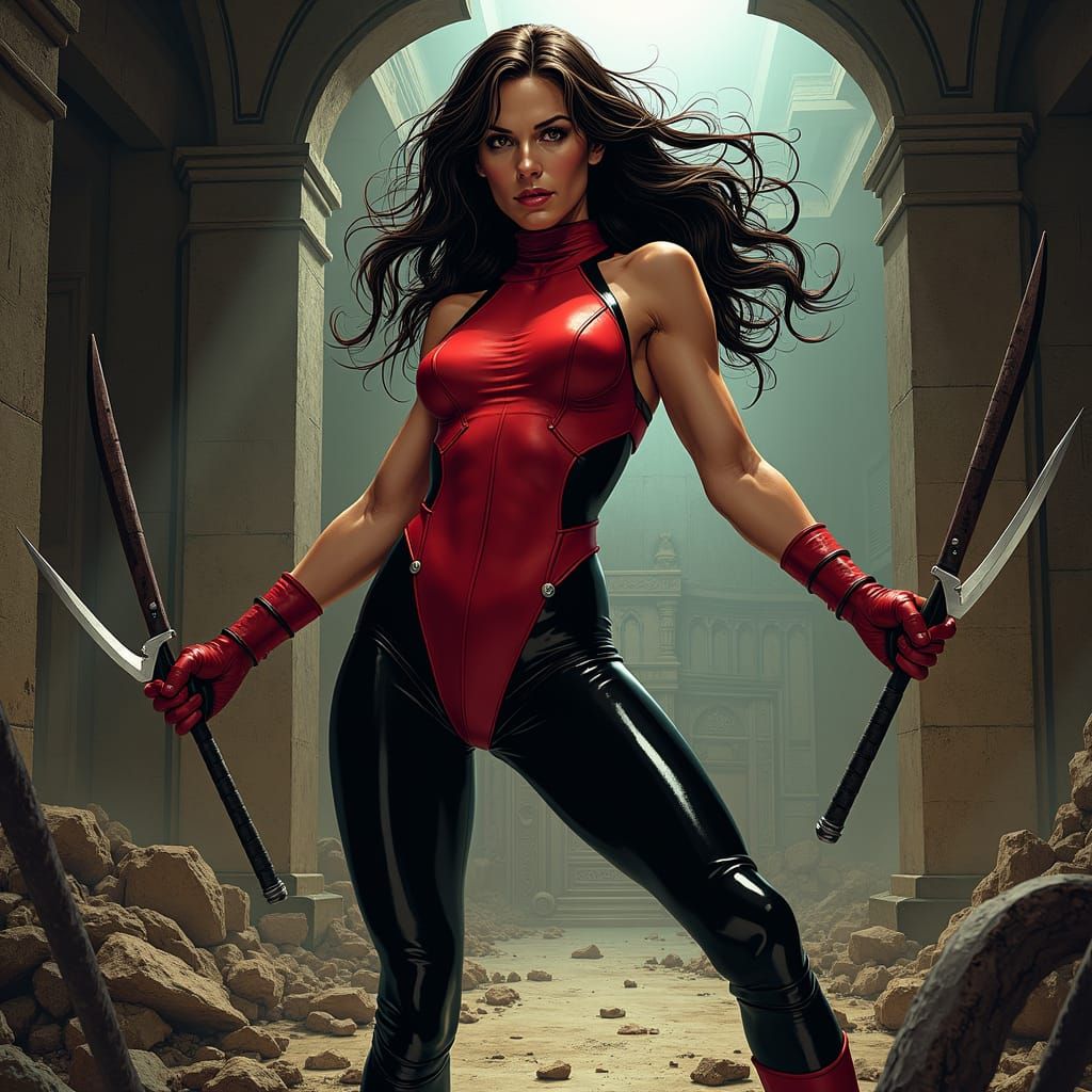 Elektra Vigilante in Comic Book Style