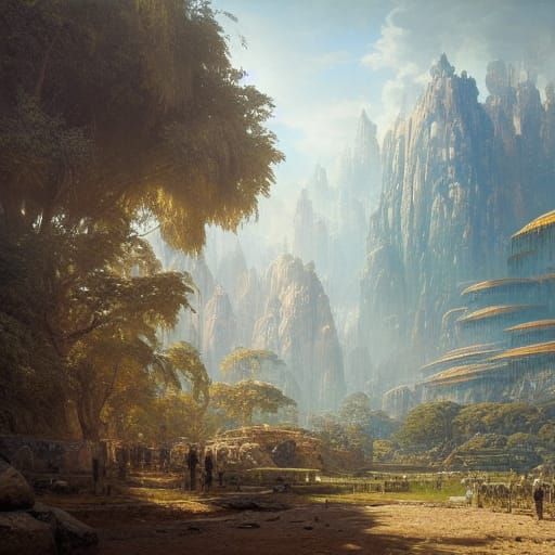 Inca Mayan Civilization in Detailed Matte Painting