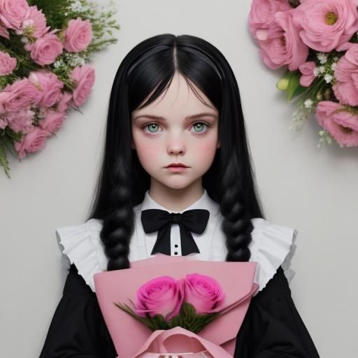 Wednesday Addams with Contrasting Bouquet