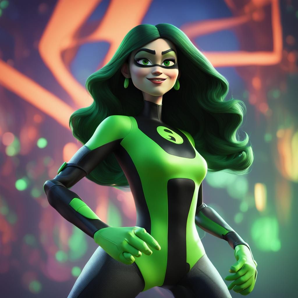 Shego Rendered as Pixar-Style 3D Digital Art