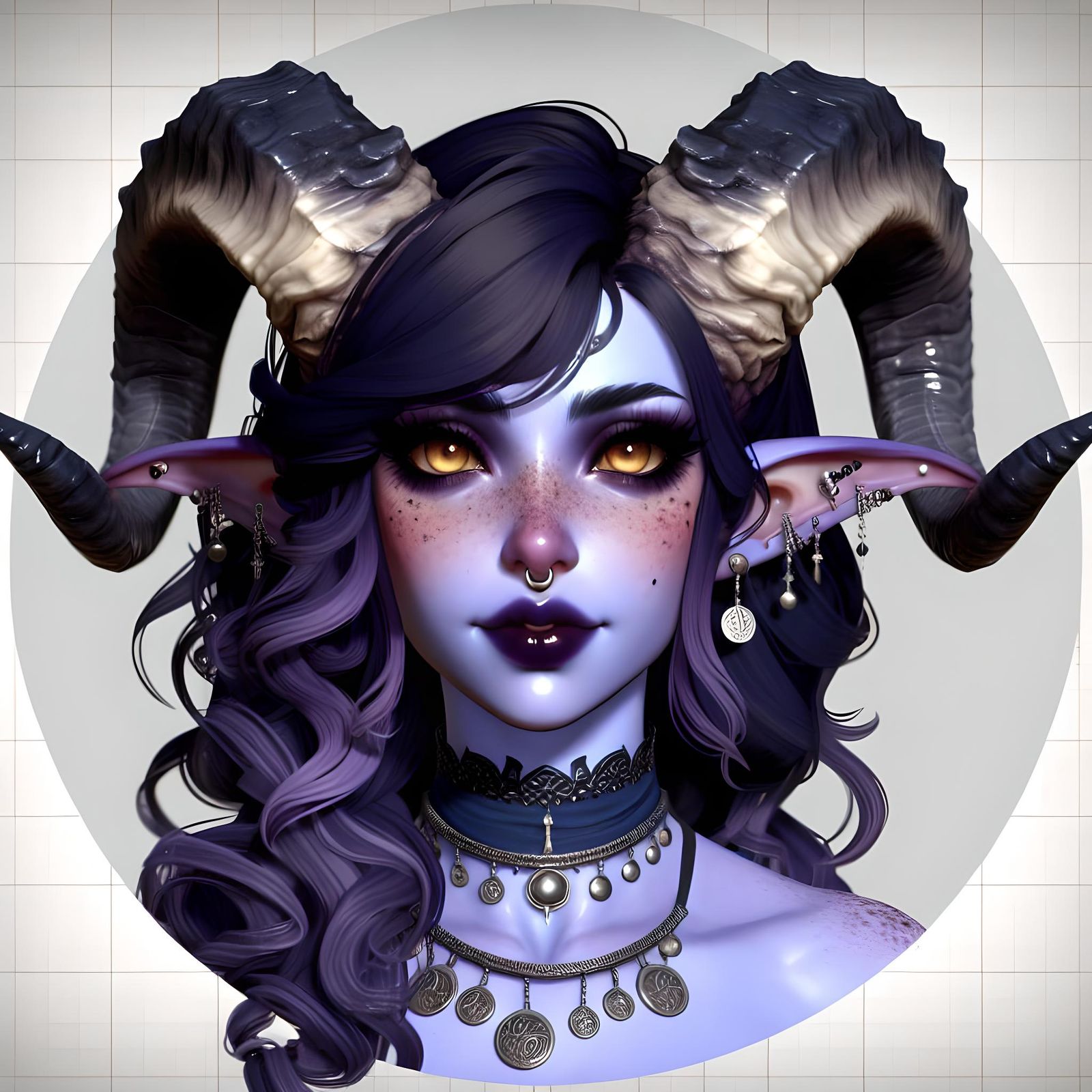 Festive Tiefling Character in 3D Anime Style