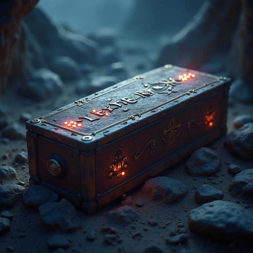 Ancient, Ornate Coffin in a Dreamlike, Mystical Environment