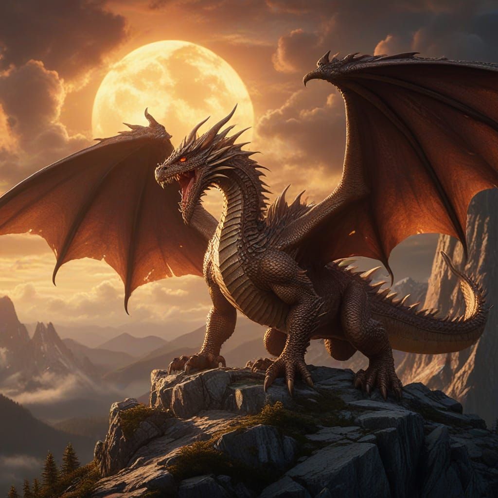 Majestic Dragon Reigns Supreme Amidst Golden Hour Glory