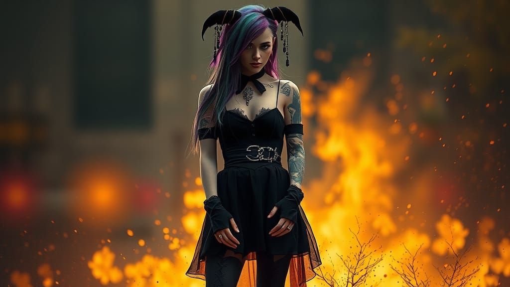 Ethereal Gothic Siren in Splendid Attire