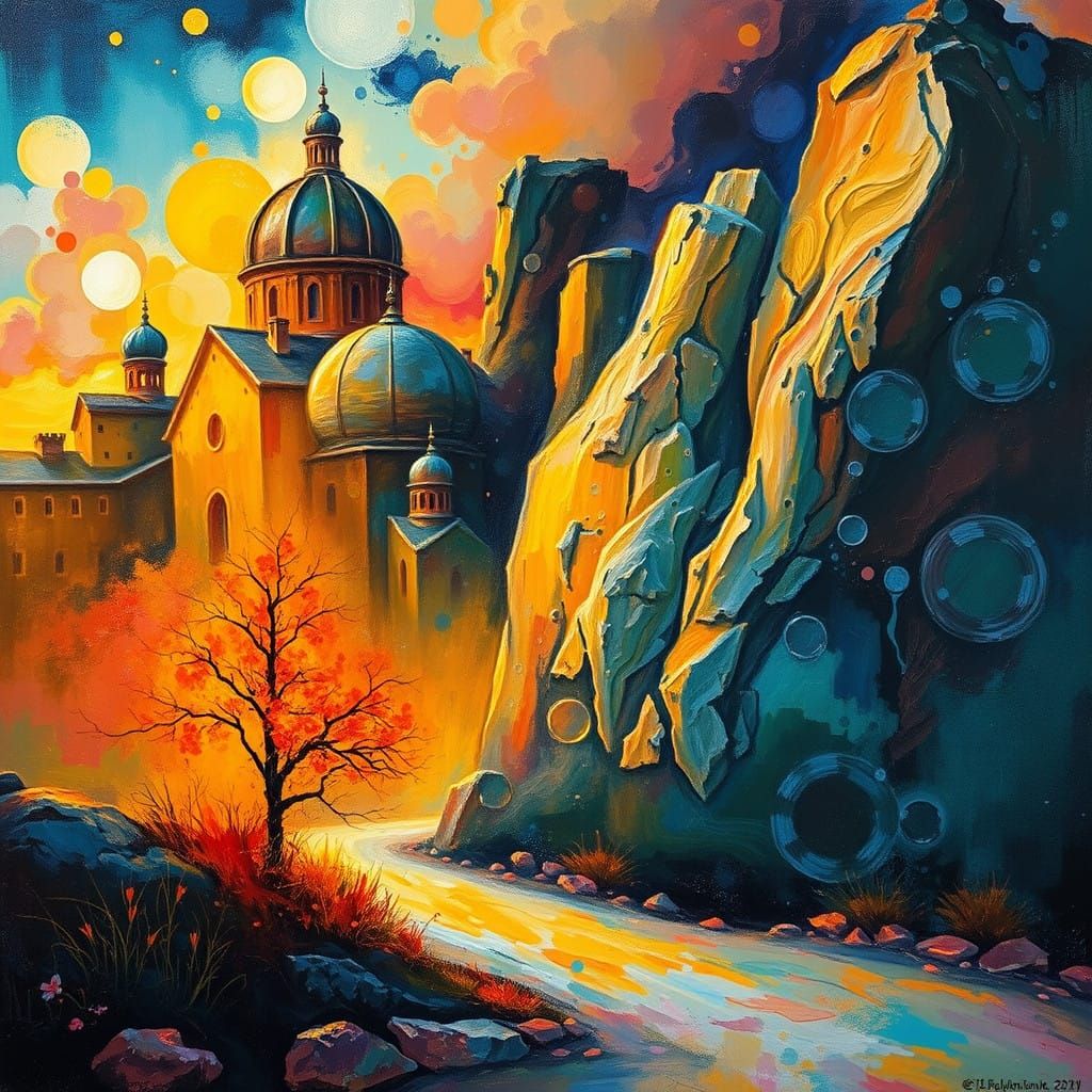 A Vibrant, Impasto Vision of a Futuristic Era