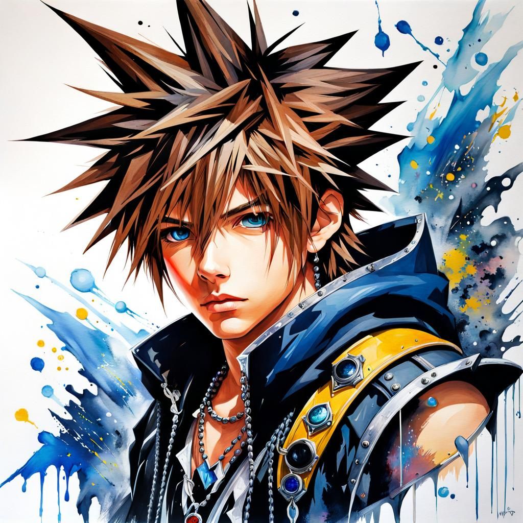 Sora in High Fantasy, Liquid Gouache Painting