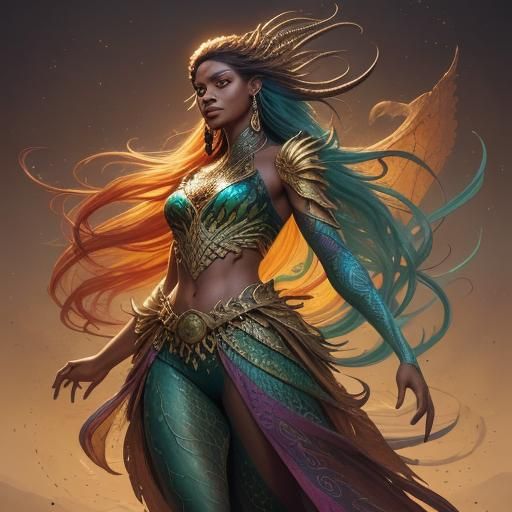 Dragon Woman in Abstract Expressionist Fantasy Art