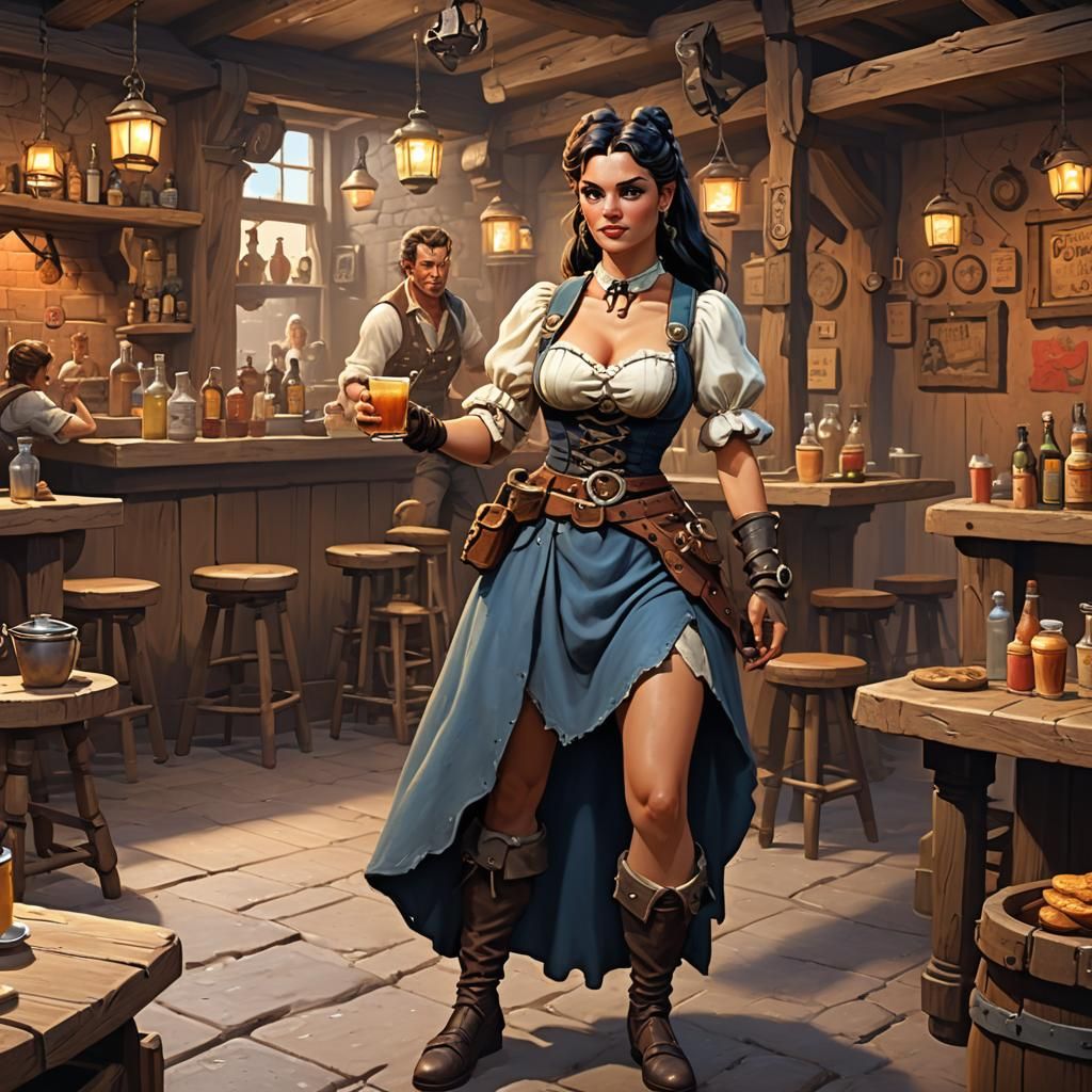 Fantasy Tavern Wench in Frazetta-Inspired Style